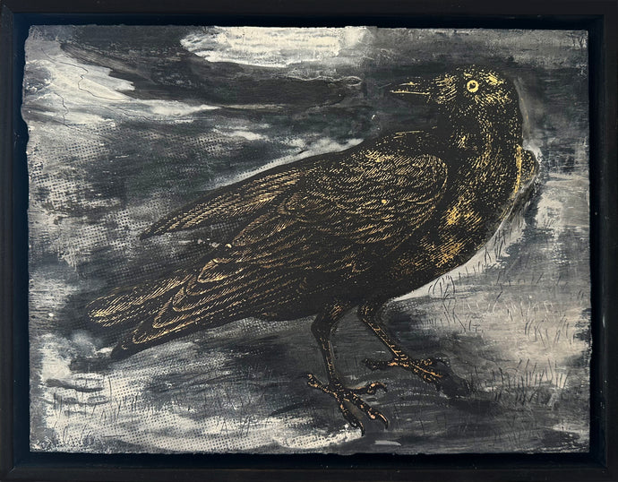 'black bird I' multi media painting