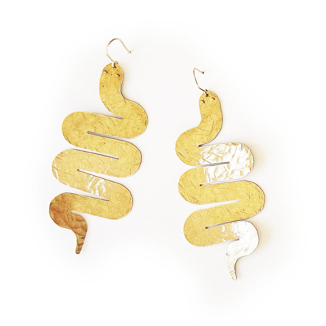 Snakes Hand hammered earrings