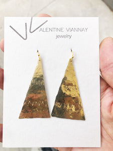 Tribal Triangles hand hammered earrings